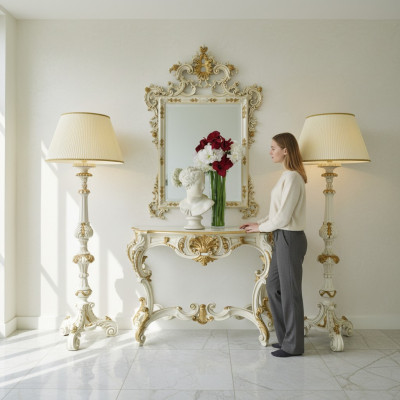 Console table Console: Console Table de maquillage Secrétaire Miroir