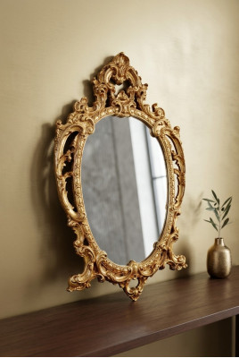 Classique r grand Miroir Miroir mural Miroir suspendu Bois Or Portemanteau 64x104cm