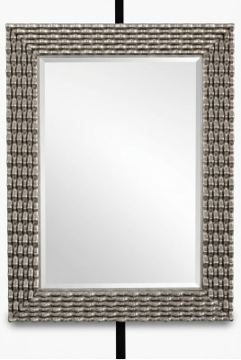Miroir mural classique en bois Miroir Meubles Baroque. Cadre en verre Argenté 82x108