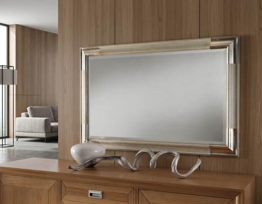 Miroir de designer Buffet baroque miroir Étagère de salon en miroir de luxe Argent