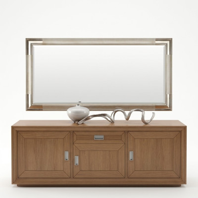 Miroir de designer Buffet baroque miroir Étagère de salon en miroir de luxe Argent