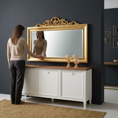 Miroir Miroir mural Rectangulaire Miroir de couloir en bois Miroir à décor de mur Baroque