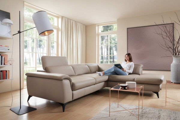 Canapé d'angle Canapé Sofa Tapisserie Cuir Paysage de vie Coin de canapés Sofas d'angle