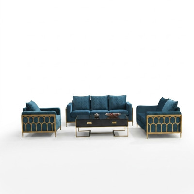 Canapé bleu en acier inoxydable 3+2 places Canapés rembourrés Modern Living room Sofas