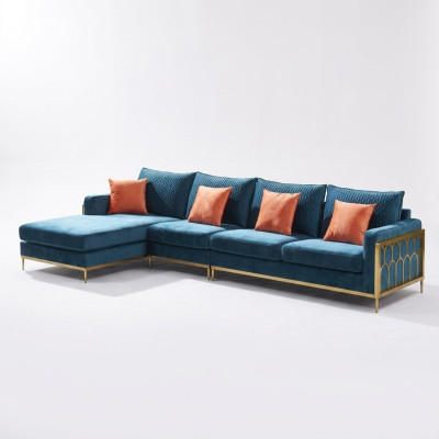 Canapé d'angle Gris Tissu Canapé en forme de L Design de canapé Tissu d'ameublement Moderne