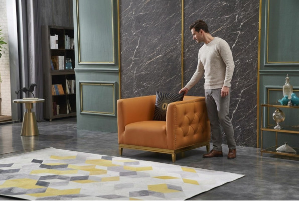 Fauteuil Conception Canapé Canapé Siège Cuir Salon Décoration Club Rembourrage Luxe Oreilles