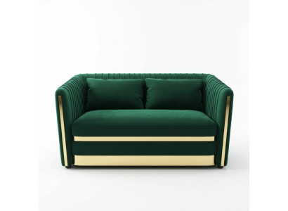 Canapé design vert à deux places, xxl, grand canapé, tissu en cuir.