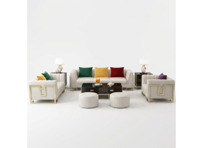 Ensemble de canapés Set Big Set 3+1 places Canapé en cuir Suite Canapé design Canapés