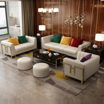 Canapé en cuir Canapé Ensemble de canapés 3+2+1 places Suite de design Canapé moderne