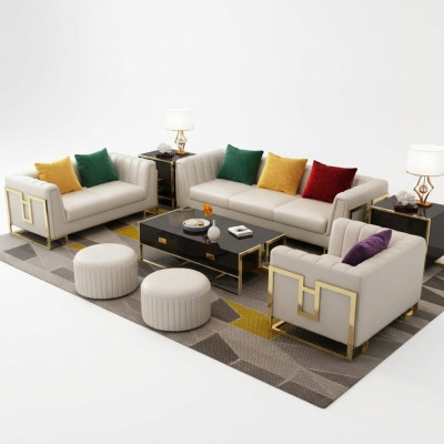 Canapé en cuir Canapé Ensemble de canapés 3+2+1 places Suite de design Canapé moderne