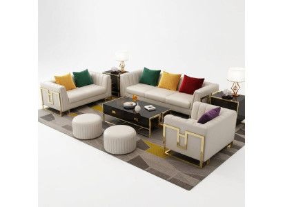 Canapé en cuir Canapé Ensemble de canapés 3+2+1 places Suite de design Canapé moderne