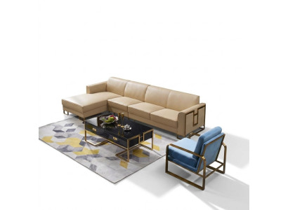 Canapé moderne Canapé d'angle en L Fauteuil Table basse Tabouret Rembourrage de canapé d'angle