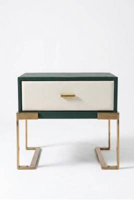 Table de chevet design en métal avec décoration brillante pour la chambre à coucher.