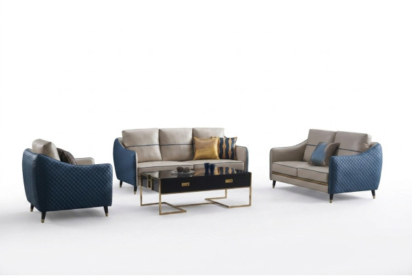 Design classique Chesterfield Big xxl Canapé 3 places en cuir et tissu