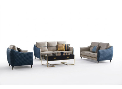 Design classique Chesterfield Big xxl Canapé 3 places en cuir et tissu