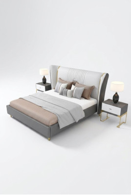 Chambre de luxe Lit Table de chevet Commode Ensemble de lits design 3 pièces