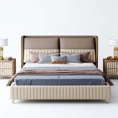 Lit 3 pièces. Ensemble de chambre à coucher Design Moderne Table de chevet de luxe de chambre à coucher