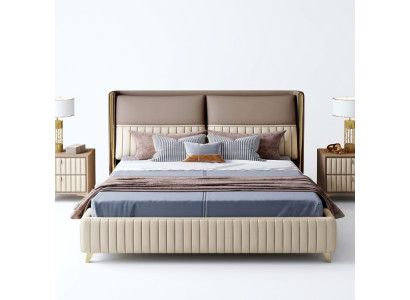 Lit 3 pièces. Ensemble de chambre à coucher Design Moderne Table de chevet de luxe de chambre à coucher