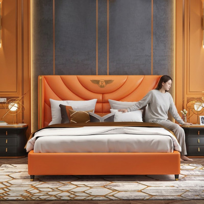 Bois de design Lit Double Luxe Mariage Hôtel Cadre Moderne Chambre de Sommeil