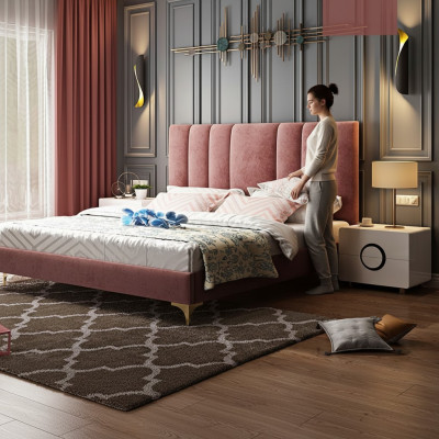Meubles de chambre luxueux Ensemble complet de 3 pièces Lit 2x tables de chevet Moderne