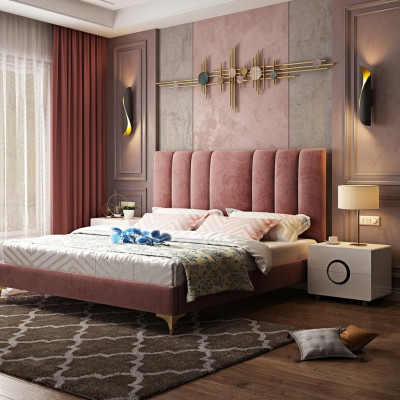 Meubles de chambre luxueux Ensemble complet de 3 pièces Lit 2x tables de chevet Moderne