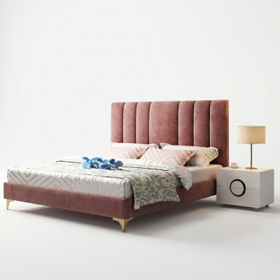 Meubles de chambre luxueux Ensemble complet de 3 pièces Lit 2x tables de chevet Moderne