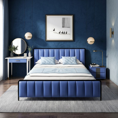 Design Lit double Lit en cuir Lits Lit en cuir Chambre à coucher Rembourrage Mariage 180x200