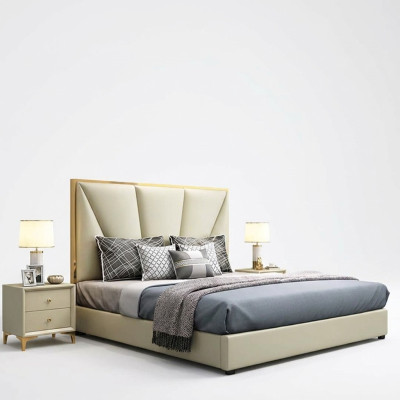 Lit Ensemble de chambre à coucher, design Mobilier de luxe Lits décoratifs 2x Table de chevet 3 pièces