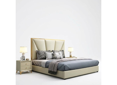 Lit Ensemble de chambre à coucher, design Mobilier de luxe Lits décoratifs 2x Table de chevet 3 pièces