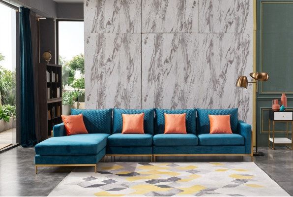 Paysage de vie Canapé d'angle en forme de L Fauteuil Ensemble de décoration Suite de canapé moderne en cuir neuf
