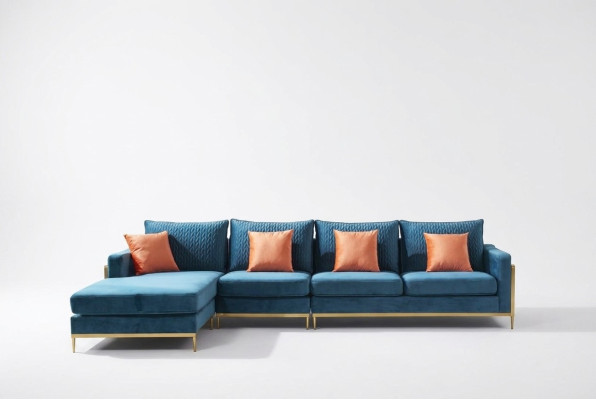 Paysage de vie Canapé d'angle en forme de L Fauteuil Ensemble de décoration Suite de canapé moderne en cuir neuf