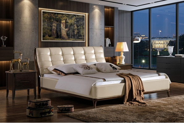 Lit Chesterfield Mobilier Chambre Lit Double Lits de Luxe 180x200 Cuir neuf