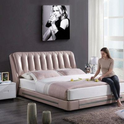 Lit double de style classique anglais, textiles modernes, lits 180x200 cm.