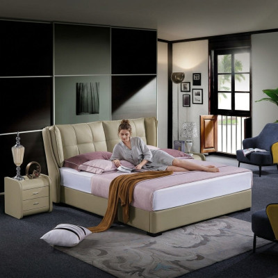 Chambre Ensemble complet Lit avec Chevets 3 pièces. Hôtel lit en cuir Lits neufs