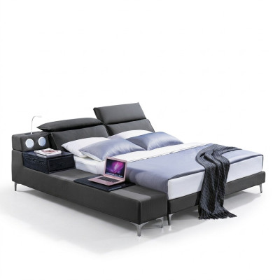 Lit double design en cuir Lit Lits Revêtement lit en cuir Mariage 180x200.