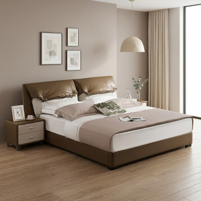 Lit double classique Lits Lit Bois Marron Style Bois Massif Chambre à coucher neuve