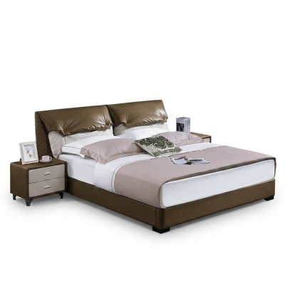 Lit double classique Lits Lit Bois Marron Style Bois Massif Chambre à coucher neuve
