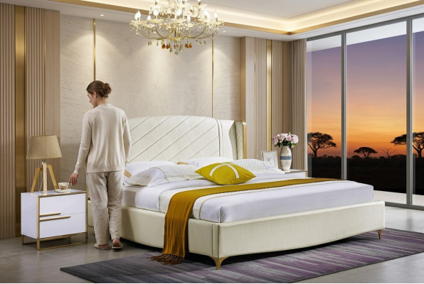 Designer literie Lit double Lits Lit Chambre Mariage Textile Cuir neuf
