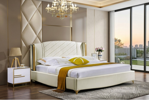 Designer literie Lit double Lits Lit Chambre Mariage Textile Cuir neuf