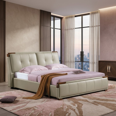 Conception de rembourrage de lit de luxe double décoratif Hôtel lits chambre de sommeil en cuir