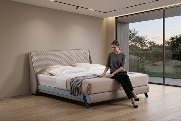Chambre de luxe Lit Rembourrage Design 180x200 Lits doubles d'hôtel Textile neuf