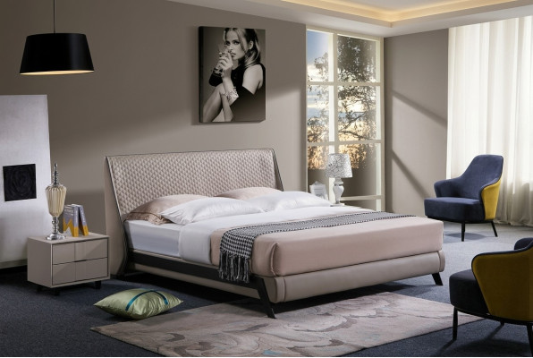 Chambre de luxe Lit Rembourrage Design 180x200 Lits doubles d'hôtel Textile neuf