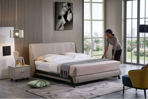 Set de chambre complet Lit 2x Table de chevet 3 pièces Ensembles de luxe de designer