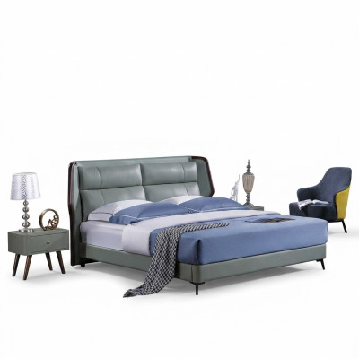 Conception de literie de lit de lit de lit de lit de luxe double hôtel dort chambre bois nouveau 180x200cm