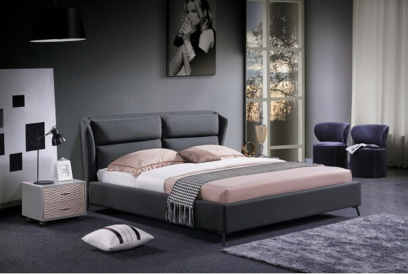 Design Lit Chambre Lits de Luxe Textile Hôtel Rembourrage 180x200 cm Tissu Ameublement