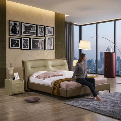 Lit double Chambre Lits Meubles de luxe Lit double Mobilier d'hôtel Brun