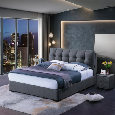 Design de lit Luxe Lits doubles Hôtel Mariage Chambre de sommeil Style bleu blanc