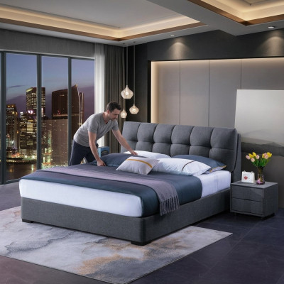 Lits de design Ensembles de chambre à coucher Lit 2x Table de chevet Mobilier de luxe classique 3 pièces