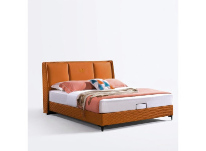 Matelassage de lit Orange Luxe Lits Doubles en cuir pour hôtel Chambre à coucher 180x200