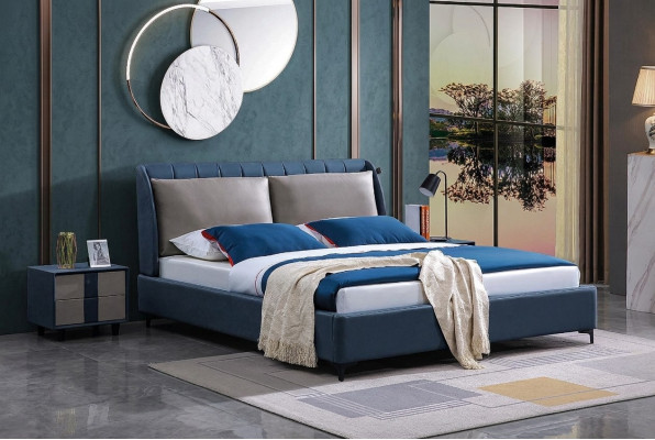 Luxueux lit en bois Lit de mariage Lit double Lits Design Rembourrage Chambre à coucher 180x200 nouveau